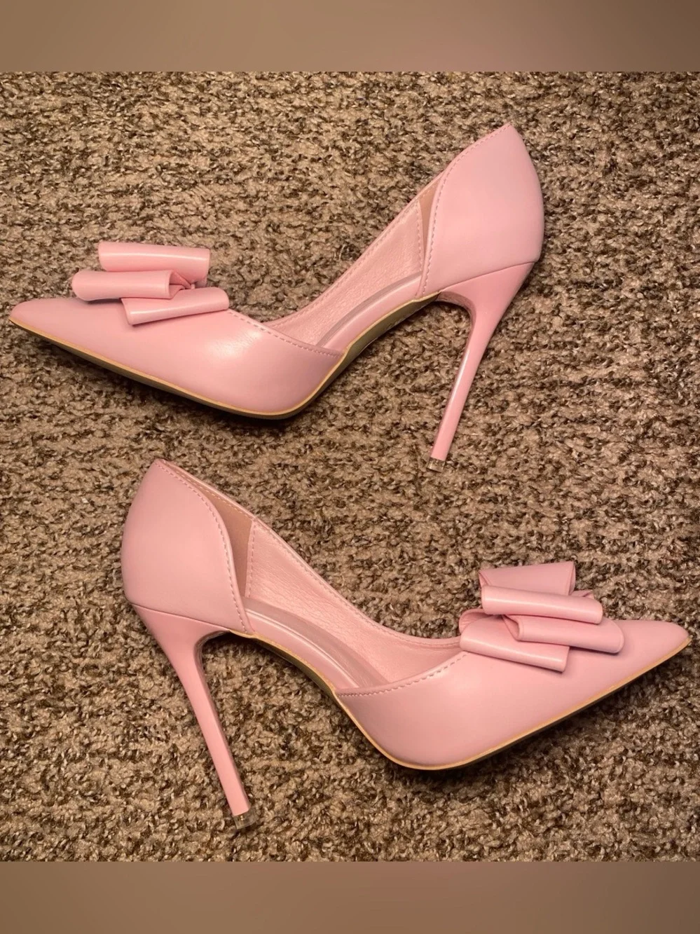 Pink Pointed-Toe Bow Stiletto Heels - Picture 2 of 5
